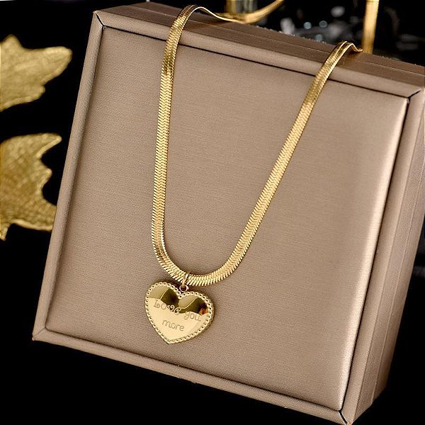 Colar com Pingente Coração Folheado a Ouro 18K