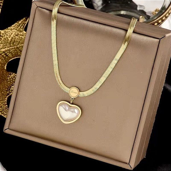 Colar com Pingente Coração Folheado a Ouro 18K