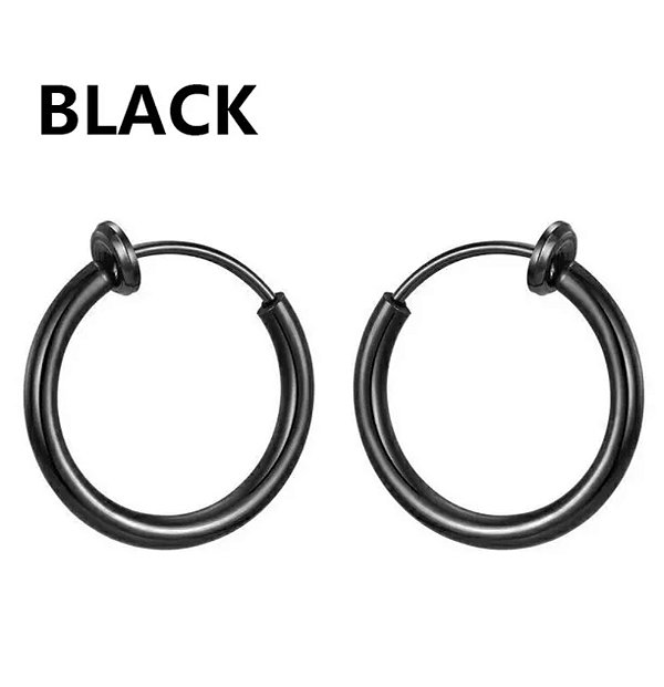 Brinco Masculino Preto Black Argola Aço Cirúrgico