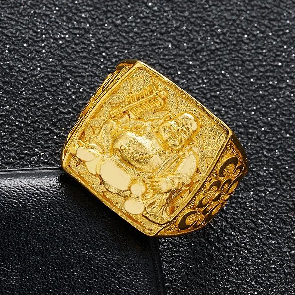 Anel Buda Banhado a Ouro Sorte Ajustável