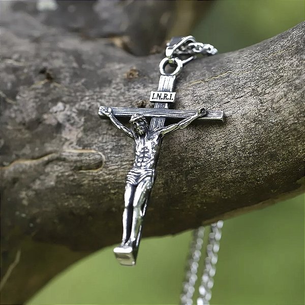 Corrente Aço Cirúrgico + Pingente Crucifixo