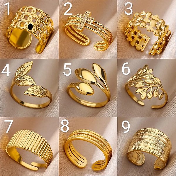 Anel Banhado a Ouro 18K - Ajustáveis