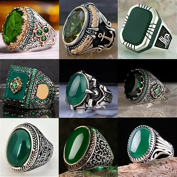 Anel Masculino Pedra Verde Fusion Luxury