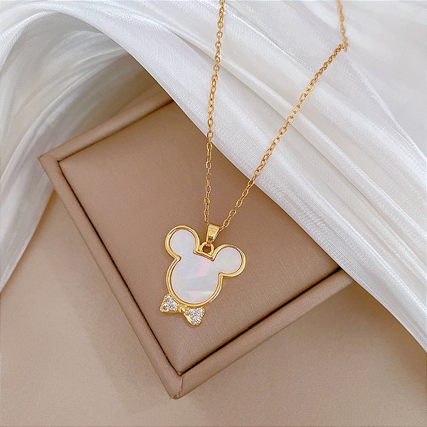 Colar Feminino Dourado Strass Personagens Desenho Animado