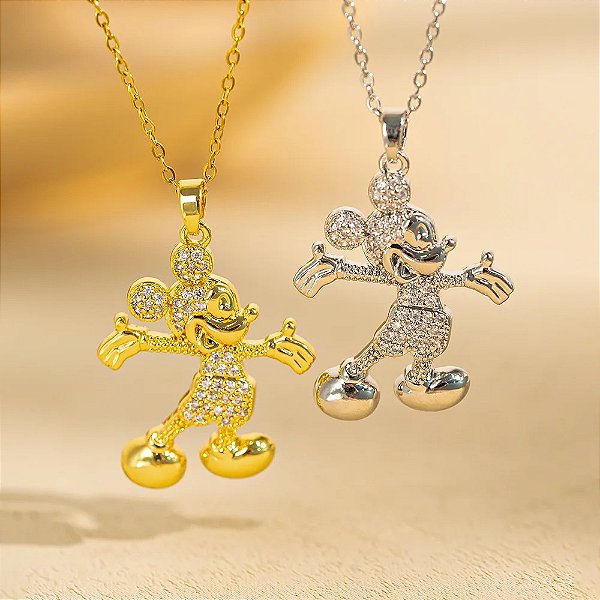 Colar com pingente Zircônia Personagem Desenho Animado