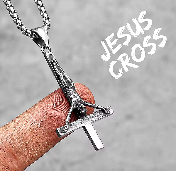 Corrente Cruz Cabeça para Baixo Jesus Cristo Crucificado Pingente Aço Inox Cruz Invertida
