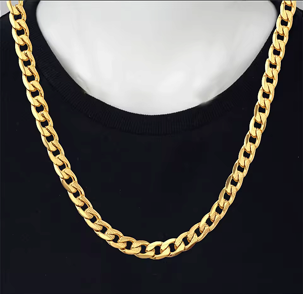 Corrente Masculina Grumet Grossa Banhada a Ouro 18k - 8 mm - 70 cm Frete Grátis