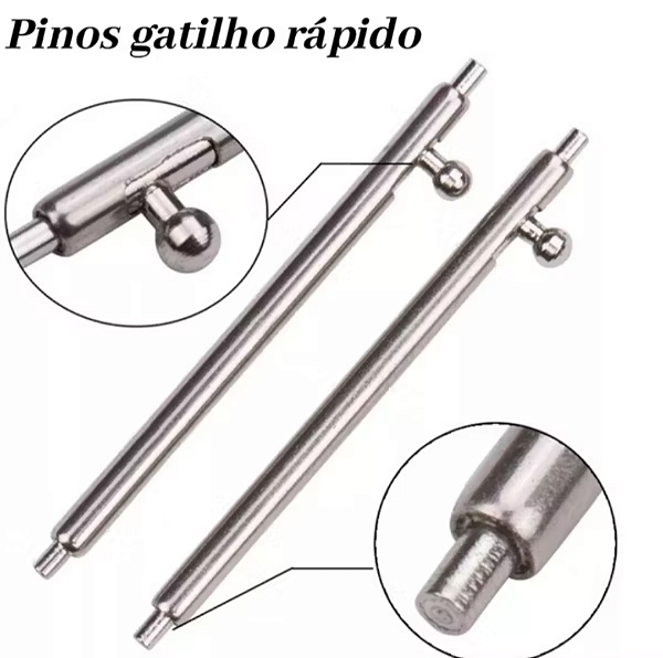 Pino Gatilho Rápido para Relógio – 20mm ou 22mm – Aço Inoxidável – Troca Fácil sem Ferramentas