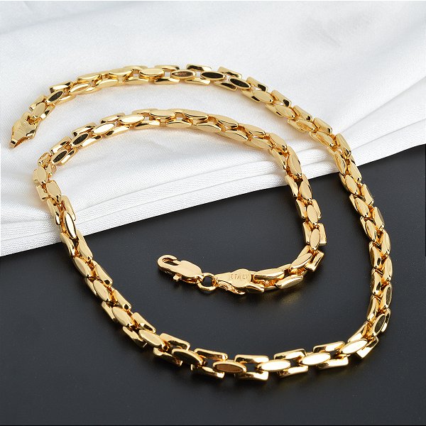 Corrente Masculina Banhada a Ouro Elo Cardano Italiana 70 cm