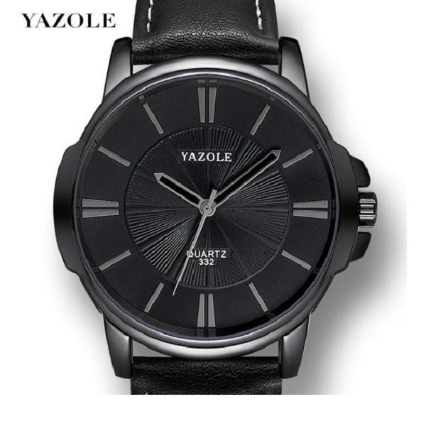 Relógio Masculino Preto Yazole 332 Total Black Pulseira em Couro
