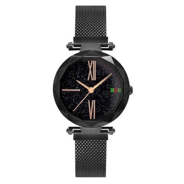 Relógio Feminino Algarismos Romanos Pulseira Magnética Preto