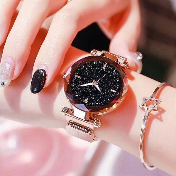 Relógio Feminino Universo Pulseira Magnética Movimento Quartzo