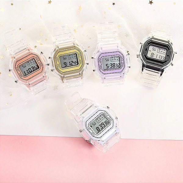 Relógio Feminino Digital Quadrado Pulseira de Silicone