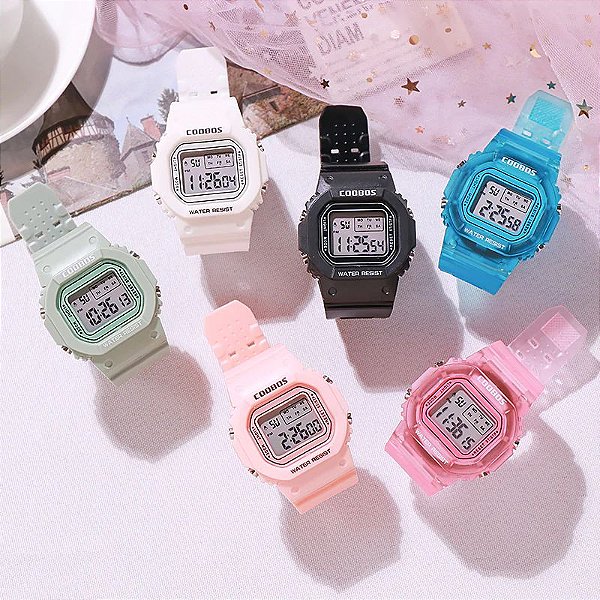 Relógio Feminino Digital Quadrado Pulseira Silicone