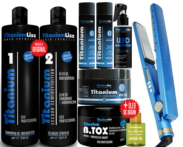 Kit Semi Definitiva Titanium Liss +BBtox+ Chapinha + Kit Home Care + Liso Obrigatório