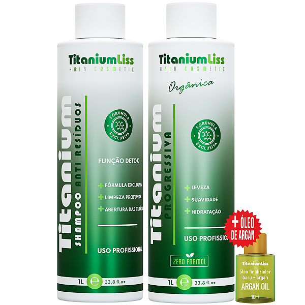 Progressiva Orgânica Titanium Liss Sem Formol 2X1 + Argan