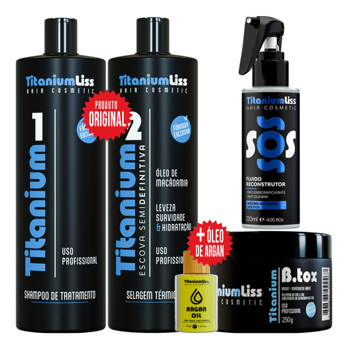 Kit  Definitiva Titanium Liss + Botox + Sos + Argan + Frete Grátis + Brinde