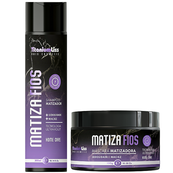 Kit Máscara De Hidratação 250g e Shampoo 300ml Matiza Fios Titanium Liss