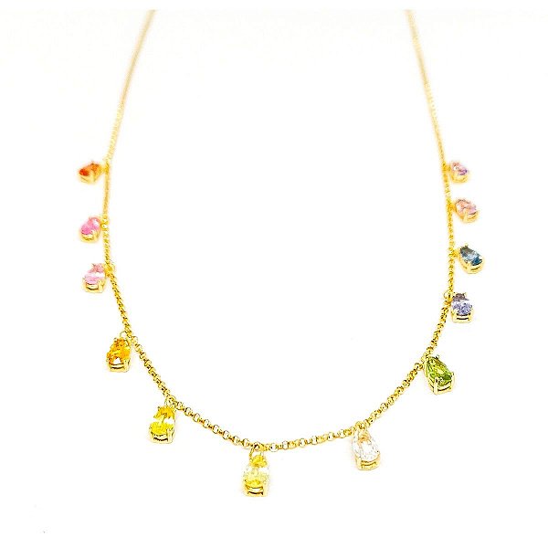 Colar Drops Rainbow Safiras