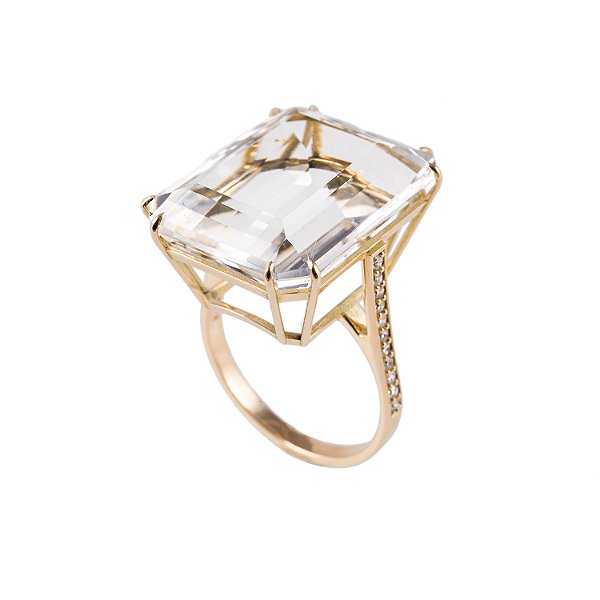 Anel Gem Power Baguete Topázio White