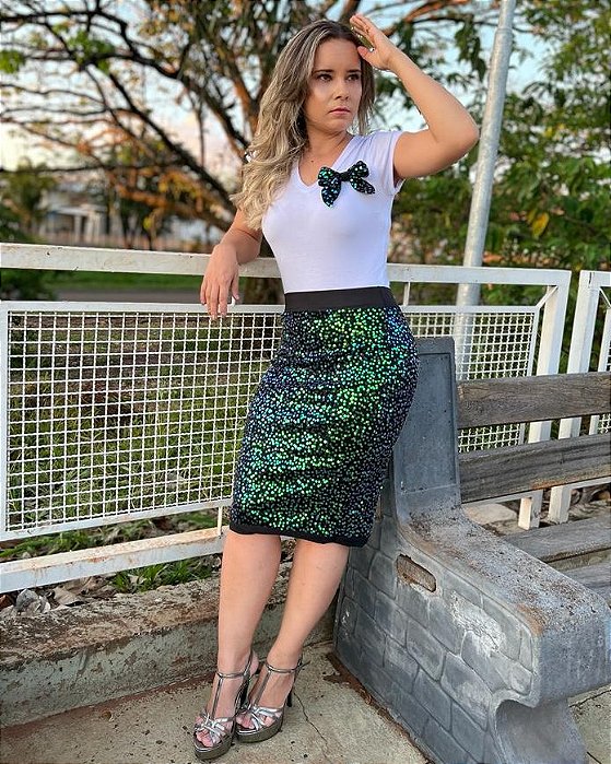 Saia Denise preta furta cor