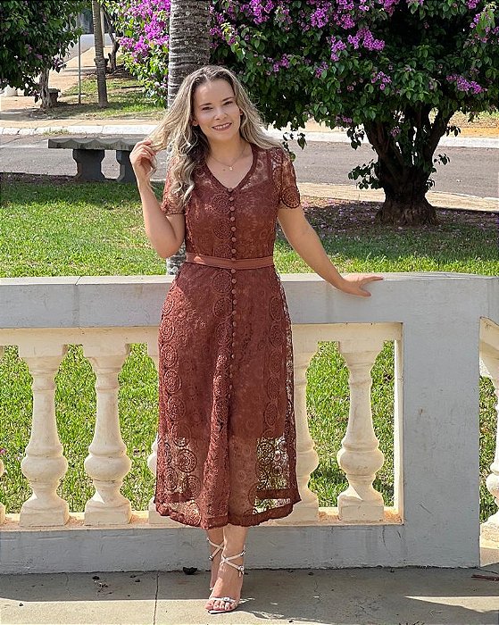 Vestido Magda marrom