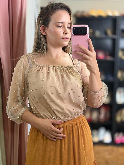 blusa perola veste ate um M