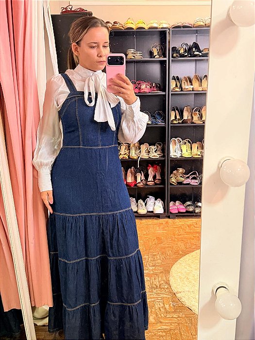 vestido jeans longo veste 38 ou P
