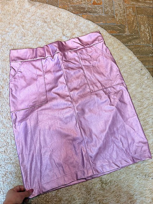 saia couro rosa veste G