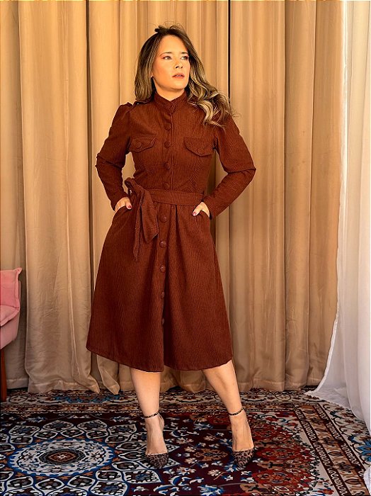 Vestido Raquel marrom ( pre venda)