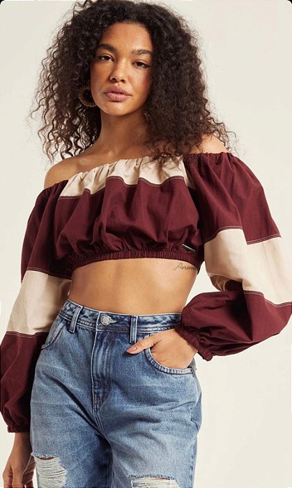 BLUSA DETALHE LINHO BORDO FORTE P