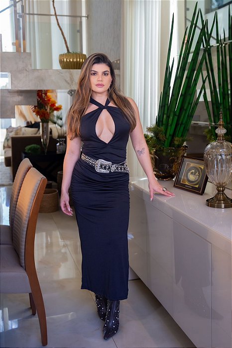 VESTIDO DECOTE PRETO