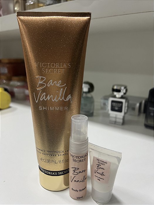 COMBO VICTORIAS SECRET SHIMMER BARE VANILLA HIDRATANTE 10ML + SPLASH 15ML