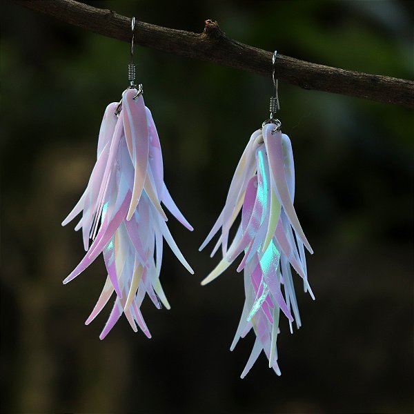 Brinco pena tecno branco furta cor