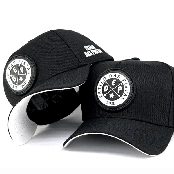 Boné Preto Estilo das Pistas Modelo Trucker aba curva