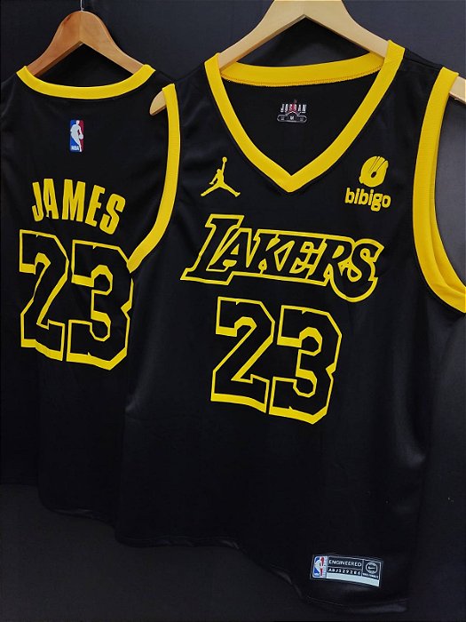 CAMISA REGATA MASCULINA PLUS SIZE LAKERS PRETA