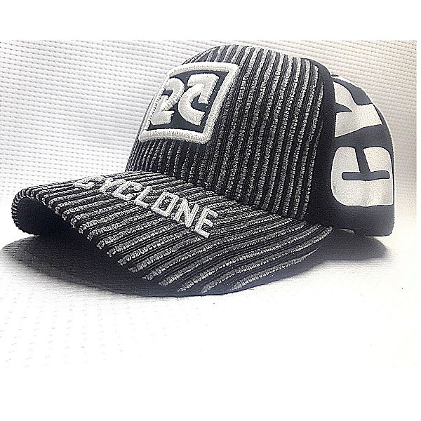 Boné da Cyclone Bordado listras brancas aba curva