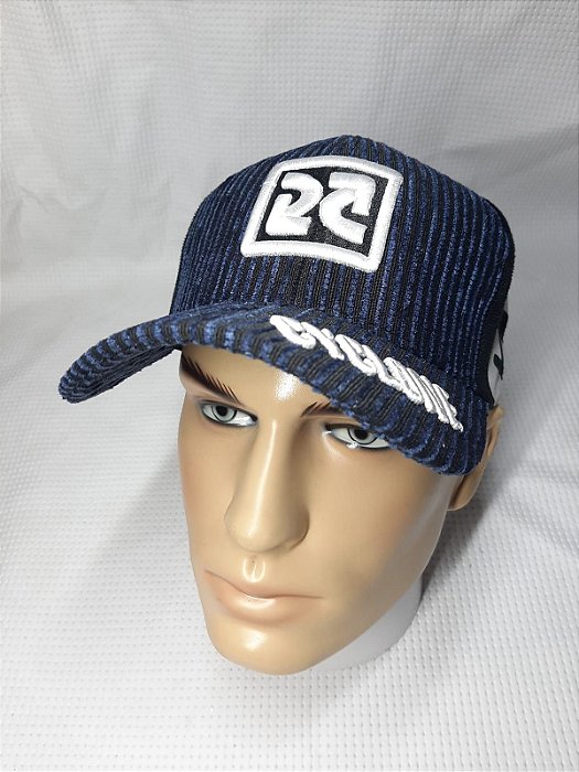 Boné da Cyclone veludo Bordado azul e preto