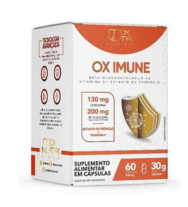 Ox Imune 60 Cápsulas Aumenta Imunidade Cúrcuma Própolis Vitamina C Mix Nutri