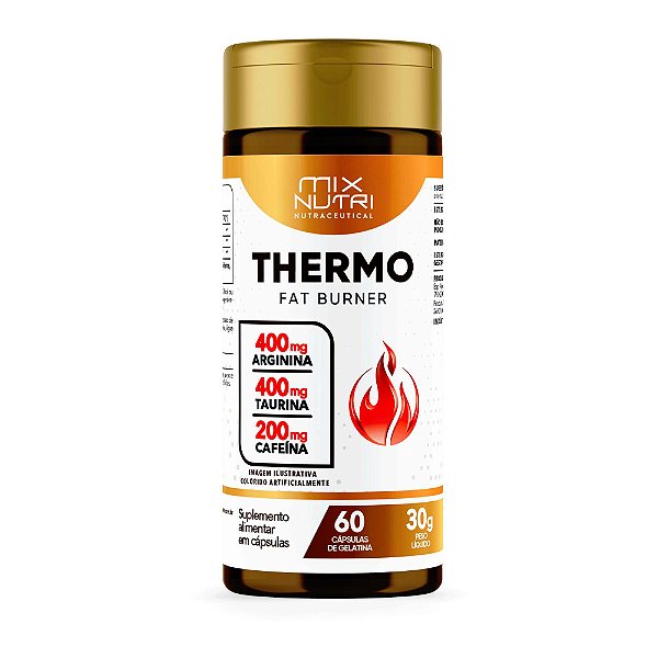 Termogênico Cafeína Taurina Arginina Thermo Fat Burner 60 Cápsulas Mix Nutri