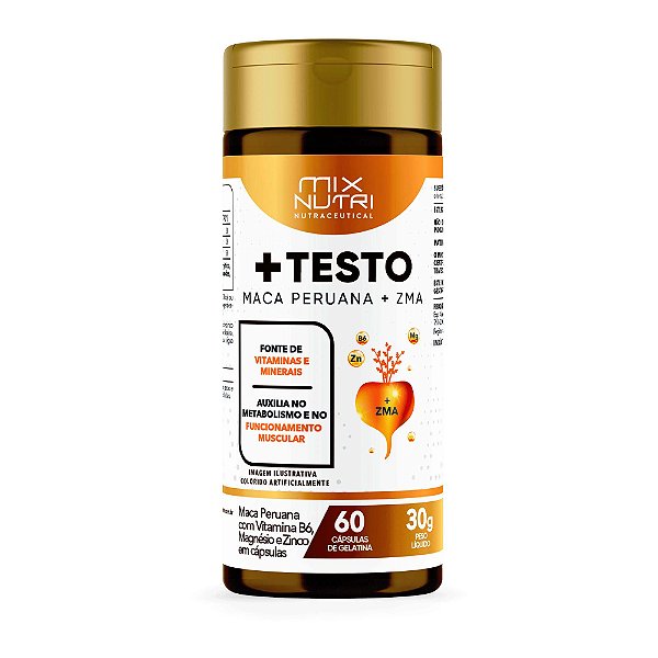 Maca Peruana + Zma Testo Aumento Do Libido Força 60 Cápsulas Mix Nutri