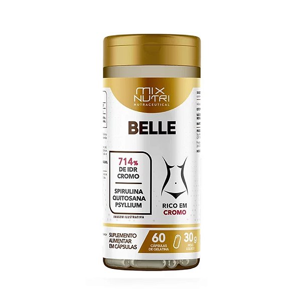 Belle Mix de Fibras Spirulina,Quitosana, Psyllium 60 Cápsulas Mix Nutri
