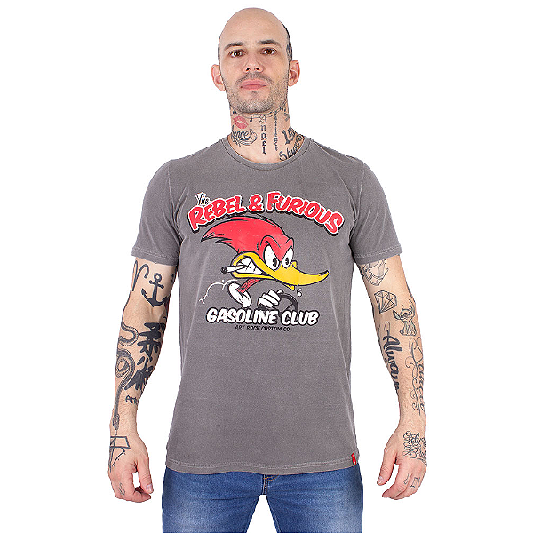 Camiseta Estonada Pica Pau Rachador Cinza.