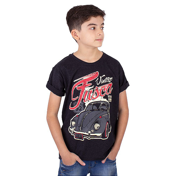 Camiseta Juvenil Fusca Rat Preto Jaguar