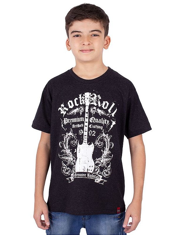 Camiseta Juvenil Guitarra SG Preta Jaguar.