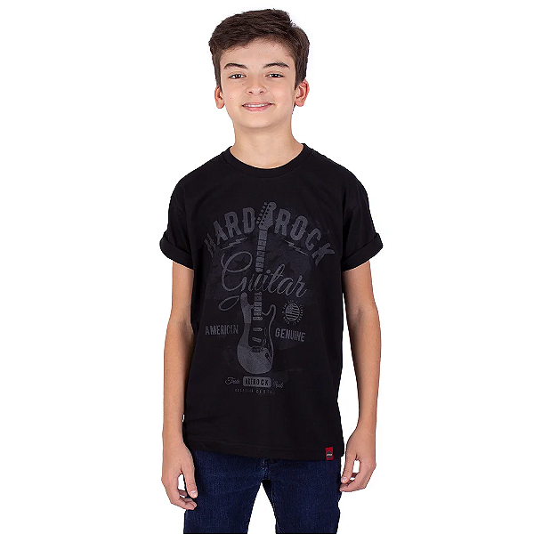 Camiseta Juvenil Hard Rock Guitar Preta