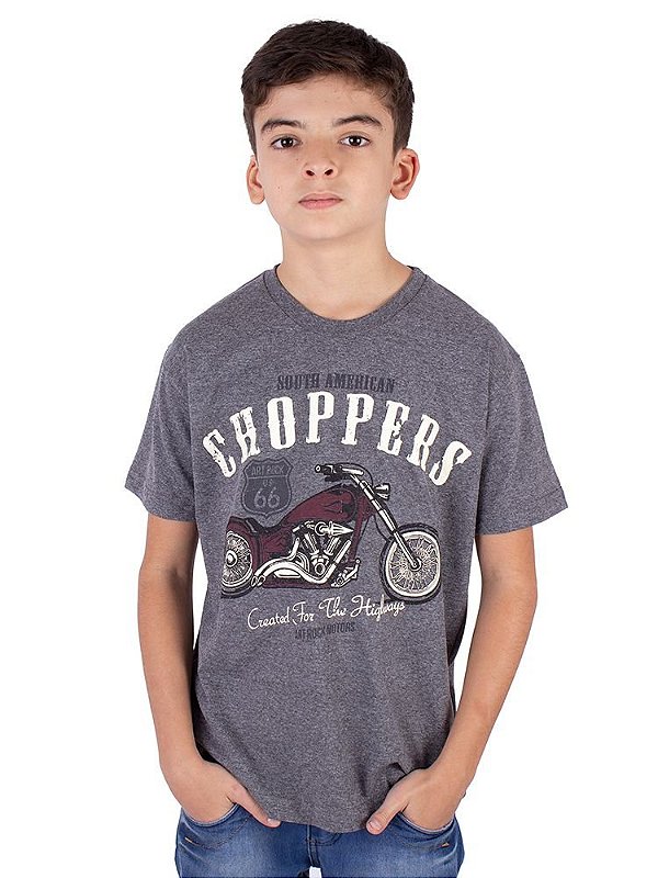 Camiseta Juvenil Moto Choppers Grafite