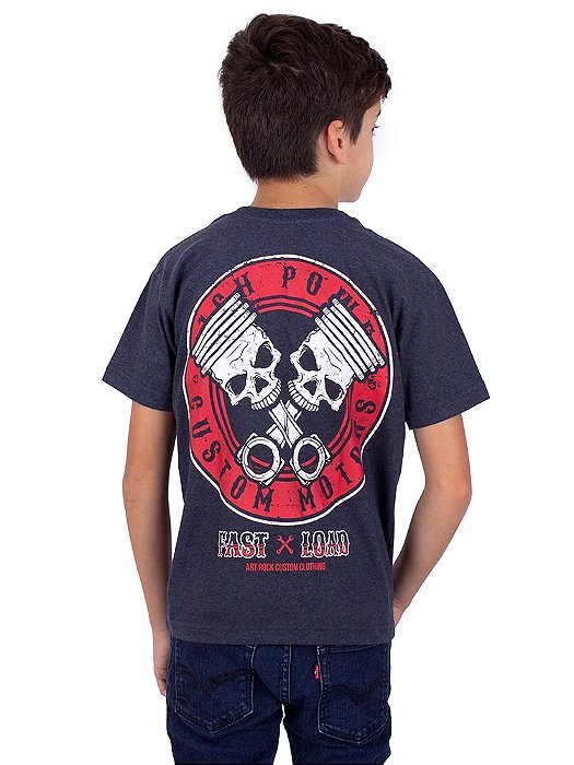 Camiseta Juvenil Piston Skull Marinho Indigo