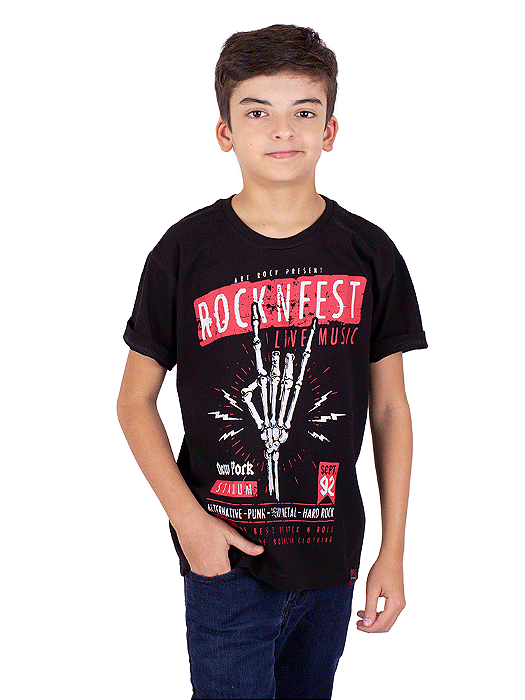 Camiseta Juvenil Rock Fest Preta