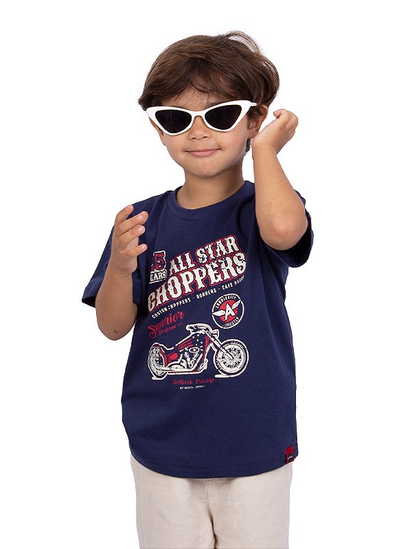 Camiseta Infantil Moto All Star Choppers Marinho